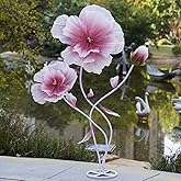 ZEYEXE Giant Artificial Flower Decor,Oversized Gradient Organza Flower with Bendable Stem,DIY Shape Fake Flower Sculpture with Heavy Base for Wedding,Event,Party & Photo Backdrop,Store Display (red)