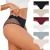 XI LIU Sexy Thongs for Women Mesh Detail Thong Undnerwear Soft Strench Breathable Panties 6 Pack