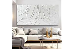 XIANSHOU Oil Painting Art Wall Decor Pictures for Living Room Big Wall Artwork White Painting 29"x 58" Modern Abstract Wall Decor Bedroom Office Ready to Hang