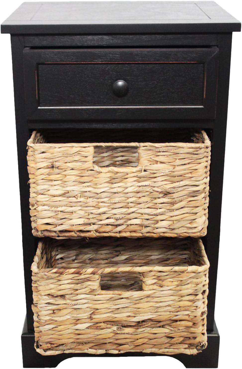 Amazon Com Urban Designs Imported Malibu 3 Drawer Night Stand With Wicker Baskets Espresso