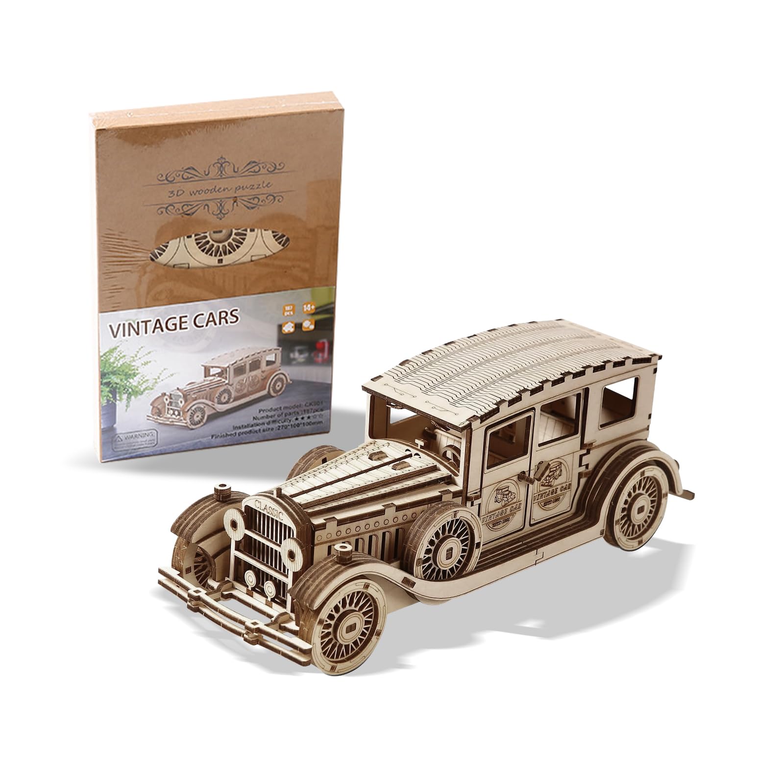 Aartner 3D Wooden Puzzle Vintage Car, Wooden Model Kits for Adults to Build, DIY Vehicle Construction Craft Kits, Home Decor and Birthday Gifts 187 PCS Valentine for Men Friends