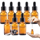 MRXBN 1/2 Oz Glass Dropper Bottle, 15mL Tincture Bottles with Dropper, Labels- Leak Proof Travel Eye Dropper Bottle Amber for