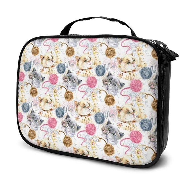 Cute Kitten Playing BallCosmetic Bag For Women，Toiletry