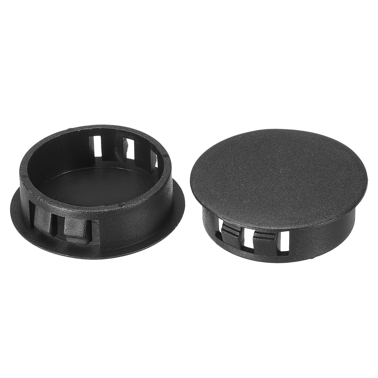 PATIKIL 32mm (1.3") Plastic Hole Plugs, 20Pcs Flush Type Round Hole Plugs Cover Snap in Locking Hole Tube for Table Kitchen Cabinet Furniture, Black
