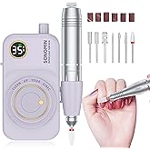 Professional Nail Drill 35000 RPM,SONGMIN Portable Cordless Efile with Bits Kit for Acrylic Nails Gel Polishing Removing,Rechargeable Electric Nail File Machine for Manicure,Pedicure Salon Home,Purple