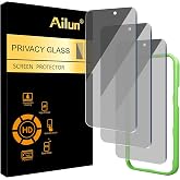 Ailun 3 Pack Privacy Screen Protector for iPhone 16 Pro/iPhone 17 | 6.3 inch, Tempered Glass, Installation Frame, Anti Spy Private, Anti-Scratch, Case Friendly