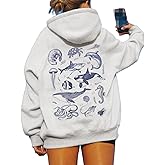 Cute Hoodies for Teen Girls Women Y2k Floral Graphic Oversized Sweatshirt Long Sleeve Aesthetic Preppy Clothes