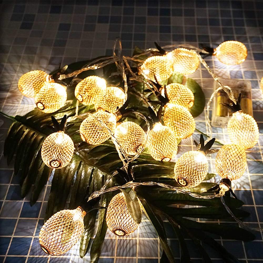 SunKite Pineapple String Lights,6.5ft 20 LED Decor Fairy Lights Battery Powered,Pineapple Decorations for Party Bedroom Home Wedding Birthday Christmas Patio Landscape Festival(Warm White)