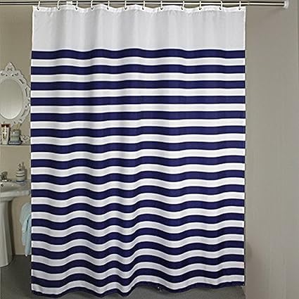 Amazon Com Nautical Stripes Striped Shower Curtain Set Horizontal