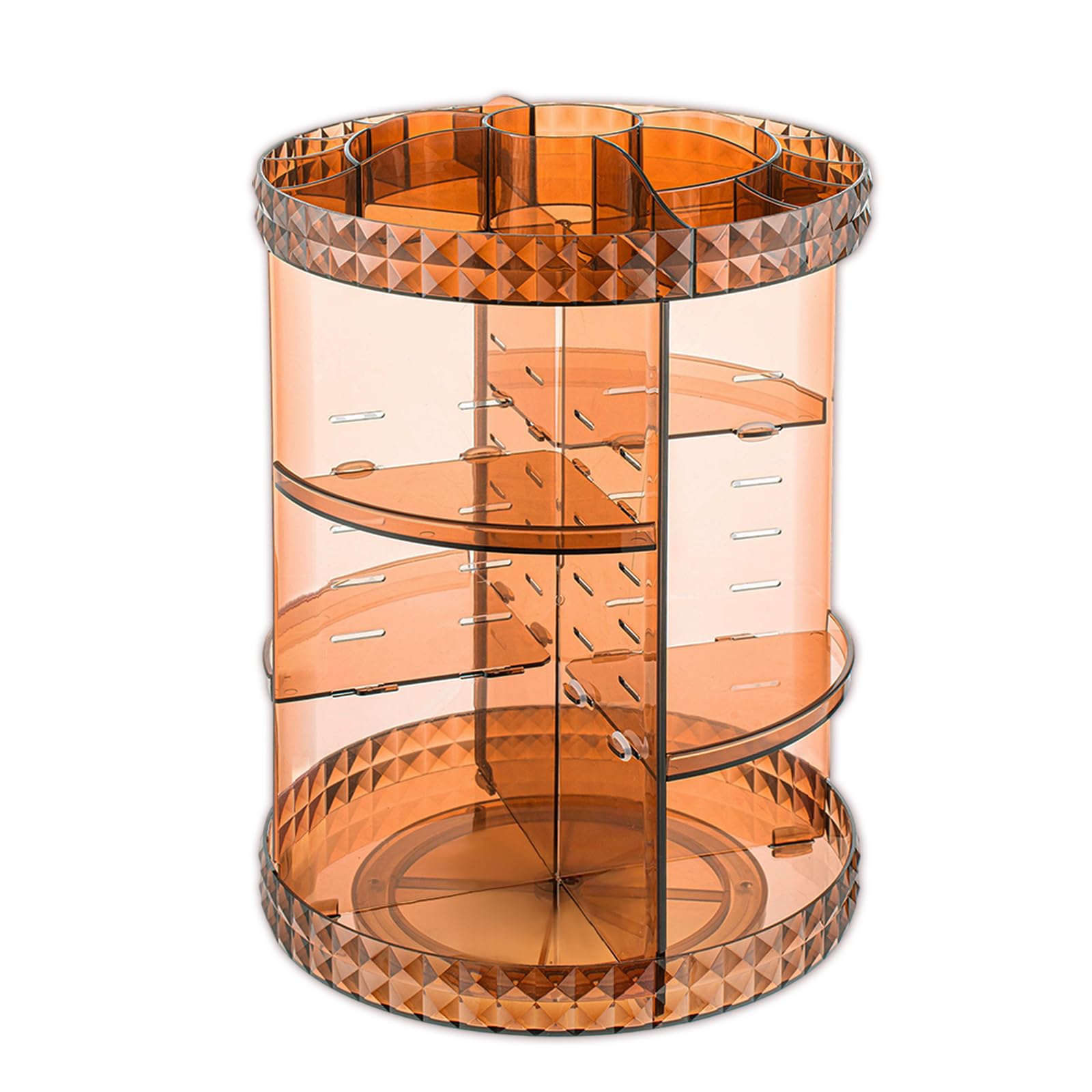 Photo 1 of V-HANVER 360 Rotating Makeup Organizer Perfume Organizer Coffee Color Cosmetic Storage Display Case Large Capacity Beauty Holder Adjustable Partition Height for Bedroom Dresser or Bathroom Vanity