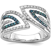JewelryWeb 14k White Gold Blue White Diamond Ring Size 6.75 Ring for Women