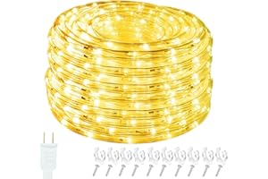 Vigdur LED Rope Lights Outdoor - 30ft Warm White Rope Lights Waterproof with Connectable Clear PVC Tube, Flexible LED Tube Lights for Garden, Patio, Pool, Bedroom, Party (360 LEDs)
