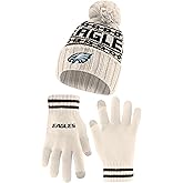 Ultra Game Adults NFL Official Super Soft Cable Knit Winter Beanie Knit Hat with Warm Touch Screen Gloves