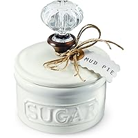 Mud Pie Door Knob Sugar Bowl, White 5.85H X 6.7L X 6.35W