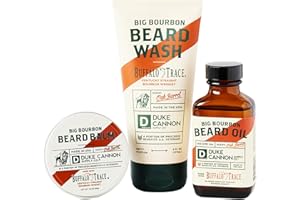 Duke Cannon Supply Co. Big Bourbon Beard Care Collection Gift Bundle (3 Piece Set) - Premium Men's Beard Wash, Beard Balm and Beard Oil (Oak Barrel Scent)