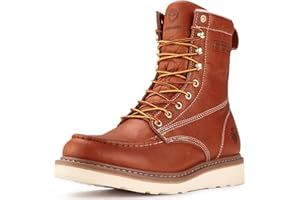 SUREWAY 8in Wedge Moc Toe Work Boots for Men - Soft Toe,Premium Full-Grain Leather,Safety Work Boots/Shoes,Comfort Insole,Oil/Slip Resistant,GoodyearWelt,EH Rated Industrial Construction