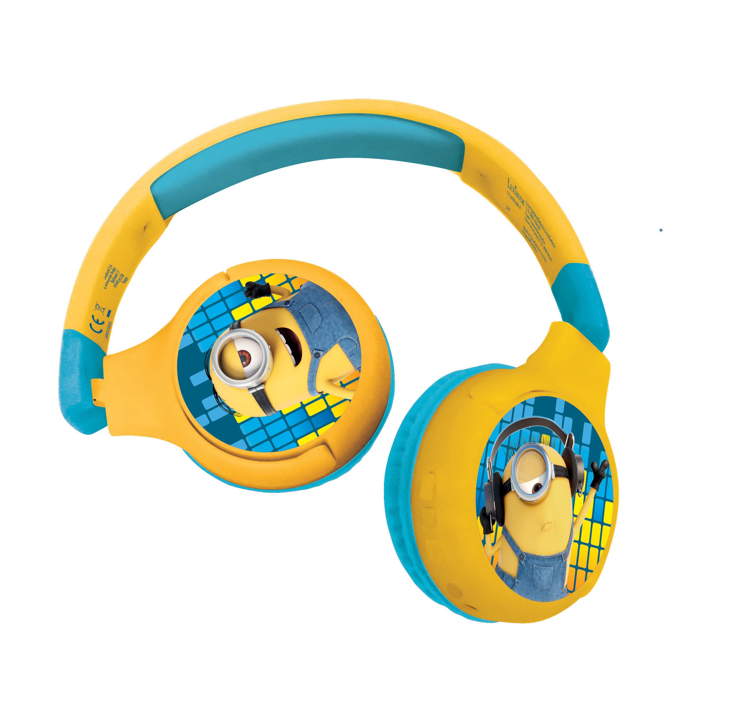 LEXIBOOK Despicable Me, 2-in-1 Bluetooth Headphones Stereo Wireless Wired, Kids Safe, Foldable, Adjustable, HPBT010DES