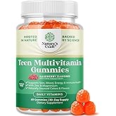 Teen Multivitamin Gummies 12-17 - Teen Boys & Girls Gummy Vitamins for Better Skin, Immune Strength, Mood & Energy Support - Teenage Girl & Boy Supplements with Zn, Mg, Vitamin A, C, D & E - 60 Ct