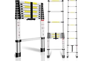 GCCSJ Telescoping Ladders 8.5FT, Multi-Purpose Folding Aluminum Alloy Extension Ladder for Household Or RV Outdoor Work as