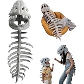 Dinosaur Skeleton Costume for Kids, Plush Spinosaurus Skull & Spine Dino Outfit for Dress Up, School Events & Halloween