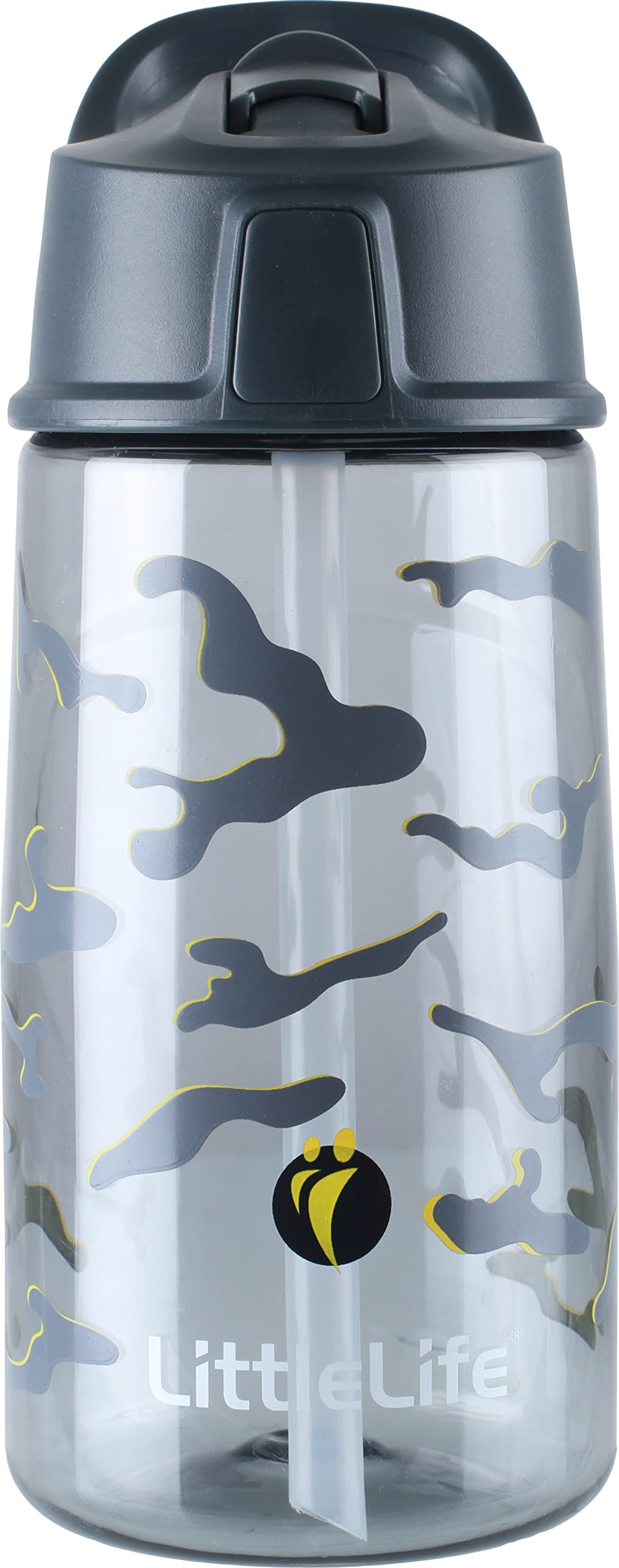 LittleLife Children's Water Bottle With Easy-Access Lid and Straw Leak-Proof And BPA-Free, Camo