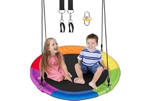DECORLIFE 40 in Tree Swing for Kids & Adults, Reinforced 4-Tubes Steel Frame & 700lb Capacity with 900D Oxford Fabric，360° Rotating Kids Outdoor Swing for Playground, Swing Sets for Backyard