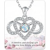 ZGBY Infinity Love Opal Necklace for Women – 925 Sterling Silver Heart-Shaped Infinity Pendant, Romantic Symbol of Forever Love, Valentine’s Day Jewelry Gift for Girlfriend, Wife or Her