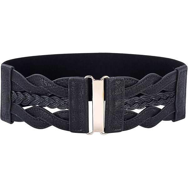 Cinturón Elástico Ancho Para Mujer - Hebilla Ajustable, Estilo Vintage | Negro O Marrón, Hasta 165 Cm De Cintura | Ideal Para Vestidos Y Jeans