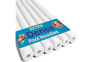 Oodles of Noodles Deluxe Pool Noodles – 6 Pack White Soft Foam Tubes, 48” x 2.5” Hollow Core – Extra Dense, Durable – Pool, B