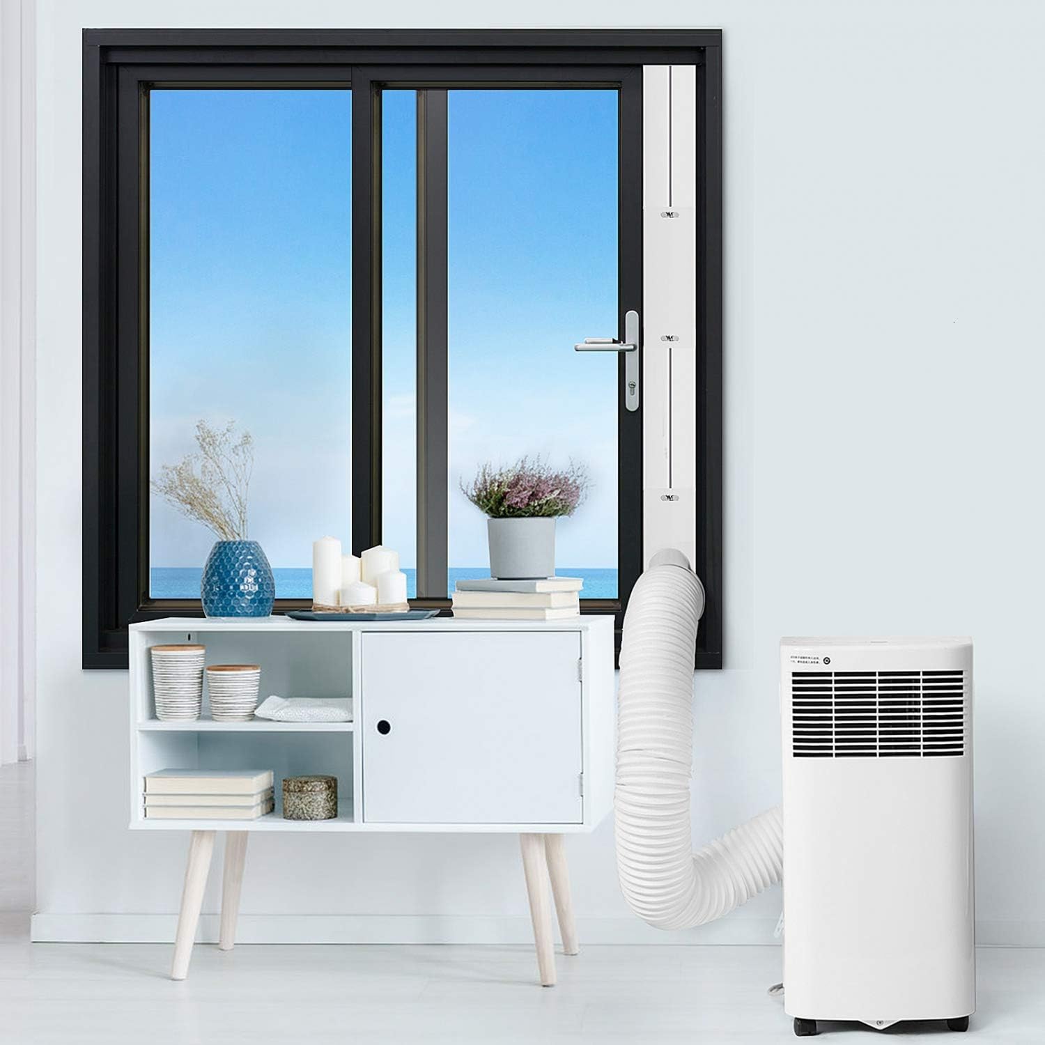 YoleShy Portable Air Conditioner Window Kit with Coupler Adjustable Window Seal for AC Unit, Sliding AC Vent Kit for Exhaust Hose, Universal for Ducting with 5 Inches Diameter: Health & Personal Care