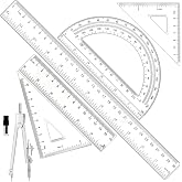 Geometry Set, 6 Pcs Compass and Protractor Math Protractor Compass Drawing Tool with Protactors Rulers Back to School Supplies for Students Teacher