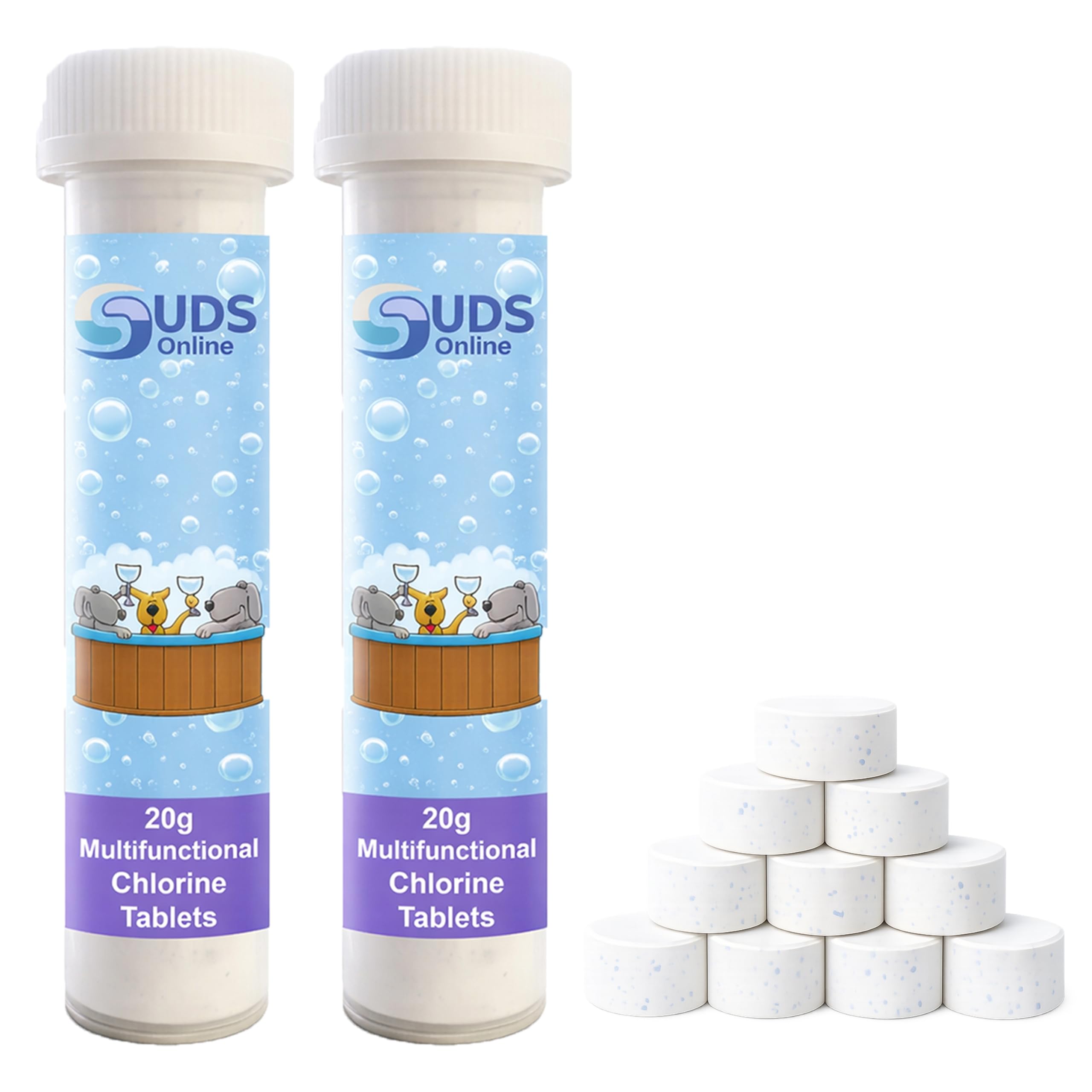 SUDS-ONLINE 20 x 20g Multifunction Chlorine Tablets For Swimming Pool Hot Tub Spa