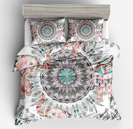 Ktlrr Hippie Multi Color Feathers Duvet Cover Set Colorful