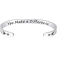 Fesciory Inspirational Bracelets for Women,Stainless Steel Engraved Personalized Positive Mantra Quote Keep Going Cuff Bangle College Graduation for Her