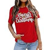 Christmas Shirts Women Funny Merry Christmas Lights Graphic Tees Xmas Tree T-Shirt Holiday Tops