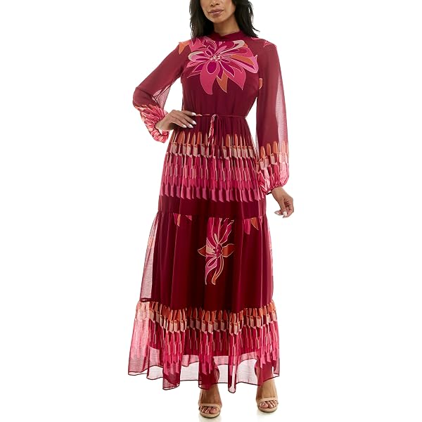 Gabby Skye Women's 3/4 Sleeve Textured Fit and Flare Sweater Dress, Red,  Large at Amazon Women's Clothing store