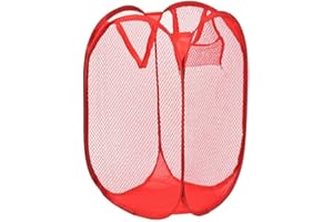 Laundry Basket Folding Laundry Mesh Storage Bags Laundry Hampers Red Cost-Effective and Practical and Professional