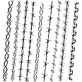 Fake Barbed Wire Tattoo for Men Women, Black Barb Wire Temporary Tattoos Pamela Anderson Costume Fake Arm Tattoo Stickers,9-Sheet