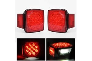 Nilight 2PCS Square LED Trailer Light Low Profile Submersible IP68 LED Stop Turn Tail Side Marker License Light for 12V Utili