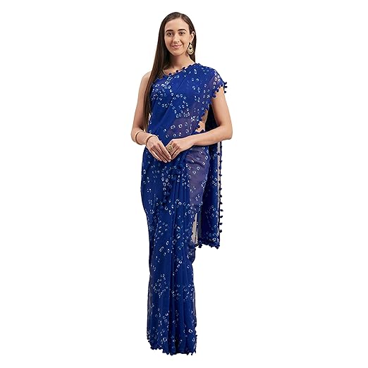 Womanista georgette with blouse piece Saree (TI1268_ Blue_ Onesize)