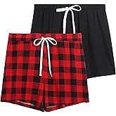 Korelayer 2 Pack Pajama Shorts for Women Cotton Sleep Shorts Casual Lounge Pants Drawstring Pj Bottoms