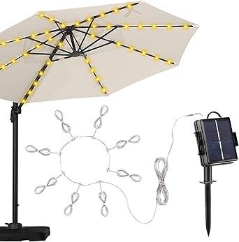 cadena luces solares de sombrilla