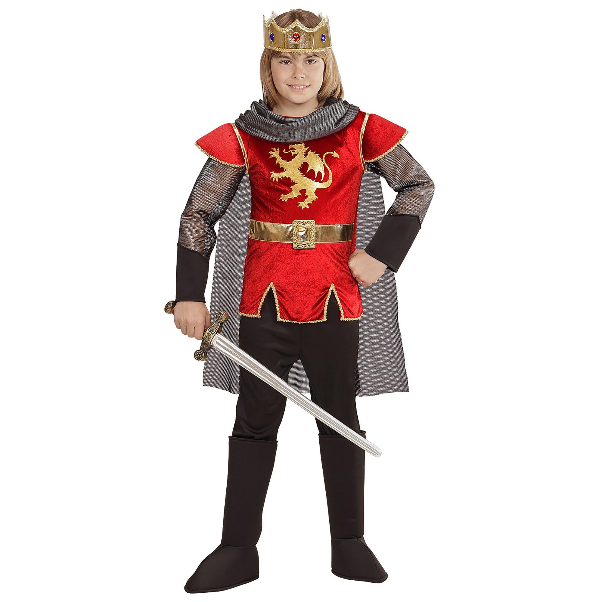 W WIDMANN MILANO Party Fashion - King Arthur Costume for Boys, Middle Ages, Knights, Warriors, Religious and Medieval Parties, Carnival, Theme Parties, Size 140 cm / 8-10 Years
