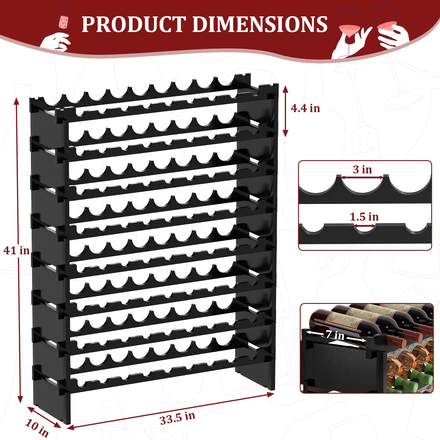Domax Wine Rack Freestanding Floor - 8 Tiers Wine Bottle Holder 72 ...