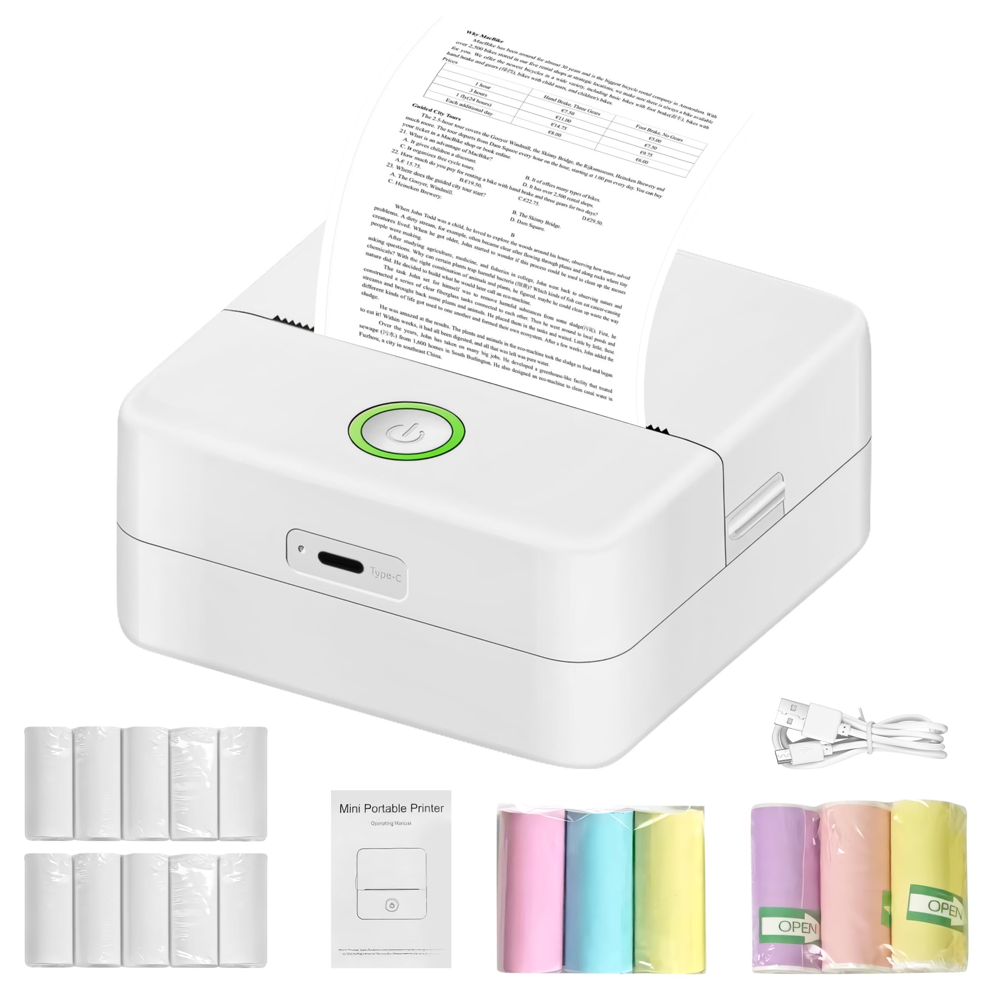 Photo 1 of YAOYUQIAN Print Pods Mini - Sticker Printer Portable Thermal Inkless Sticker Maker Machine Pocket Phone Instant Print for Study Graphics, Anatomical Diagrams, Photos