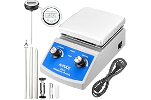 ANPOOZ Magnetic Stirrer Hot Plate w/Thermometer, Max.716℉ Hot Plate with Magnetic Stirrer, 2000mL Mixing Capacity Magnetic Hotplate Stirrer w/Stir Bar & Support Stand Blue