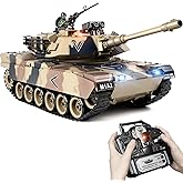 Supdex 1:18 RC Tank, 2.4Ghz US M1A2 Abrams Remote Control Tank Model Toys, Battle Army Tank with Smoke Effects, Light and Sou