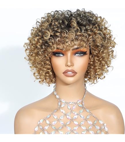 Amazon.com : Charming cascade Short Kinky Curly Bob Wig with  display picture 2