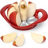 4.2" Upgrade Apple Slicer and Corer Ultra Sharp Blade Apple Cutter Red | Easy Complete Cut Through Design Dishwasher Safe Durable Sturdy Stainless Steel Qucikly Slicing Fruit Cutter Slicer