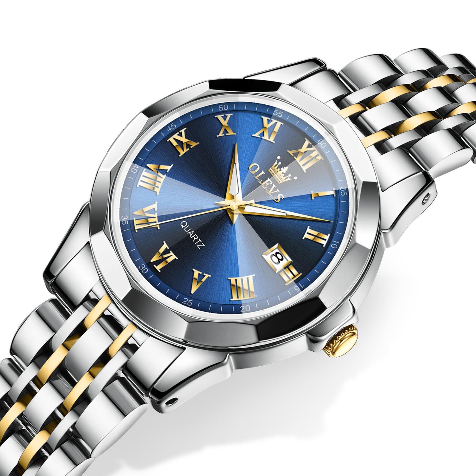 OLEVS Womens Watches Small Face Ladies Watches for Women with Day Date Diamond Silver Gold Two Tone Stainless Steel Waterproof Analog Reloj para Mujer Classic Fashion Dress Quartz Womens Wrist Watch